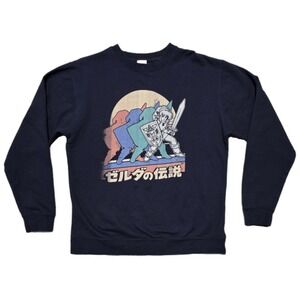 Retro Nintendo Legend of Zelda Link Sweatshirt Men's Medium Navy Japanese Print‎